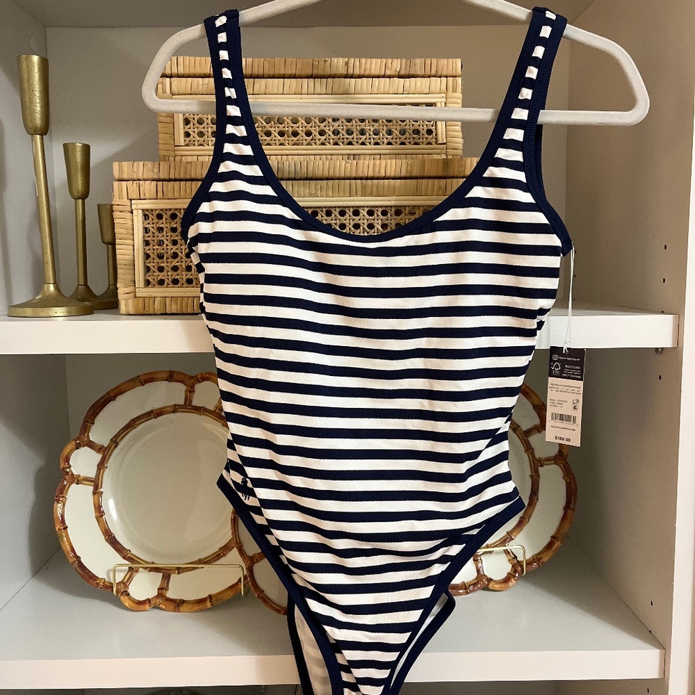 Polo Ralph Lauren stripe swimsuit scoopback